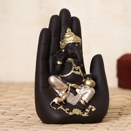 ECraftIndia Golden Handcrafted Palm Ganesha