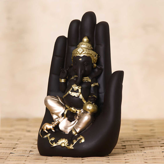 ECraftIndia Golden Handcrafted Palm Ganesha